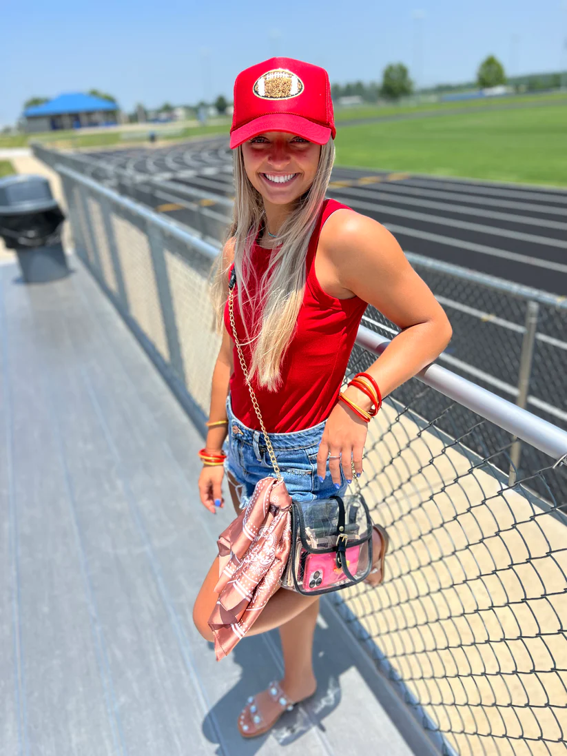 Football Patch Hats - Red