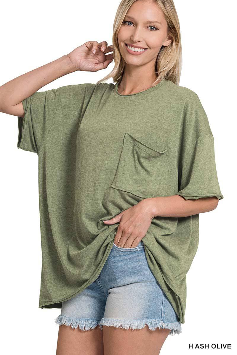 Olive You - TRI BLEND OVERSIZED FRONT POCKET BOYFRIEND TEE