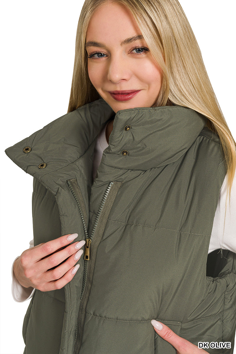 High neck puffer vest
