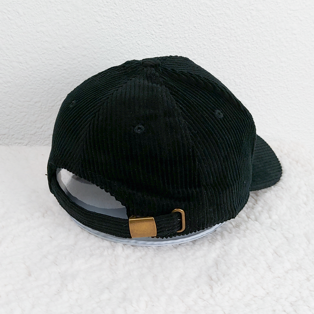 Black OR White Corduroy Hat With Red Chenille Initial Patch