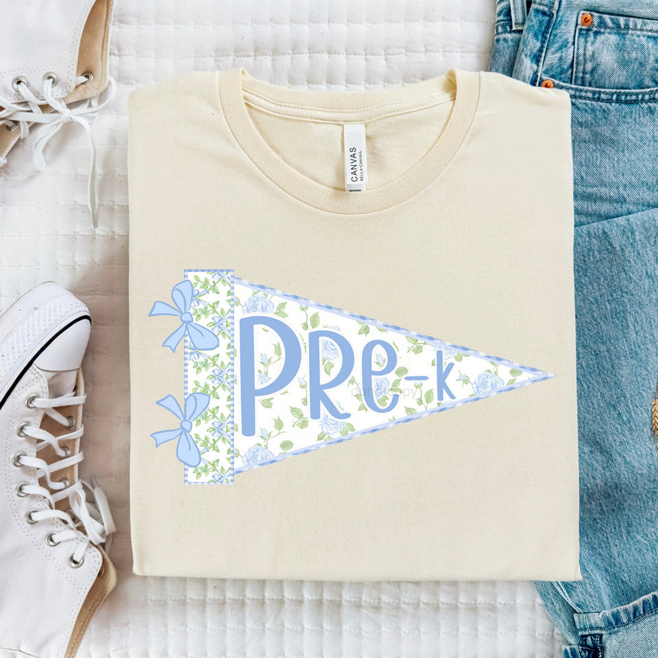 Back To School Blue Floral Pennant - Pre K