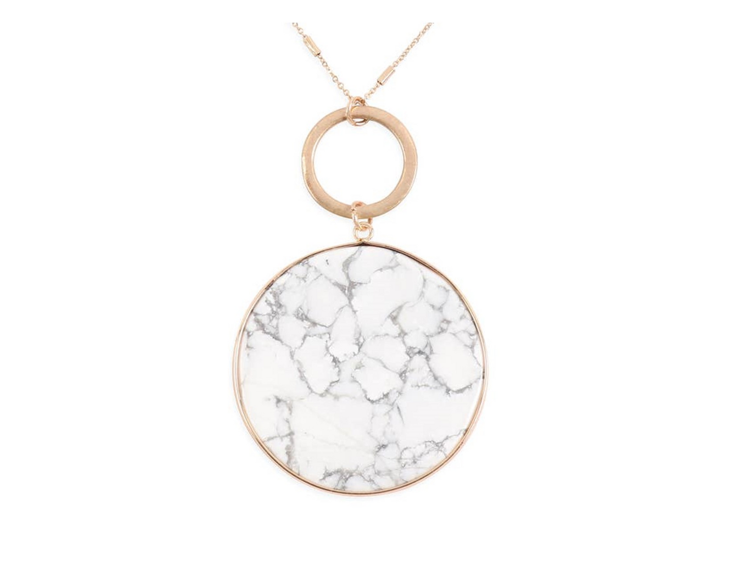 Natural Stone Disc Pendant Necklace