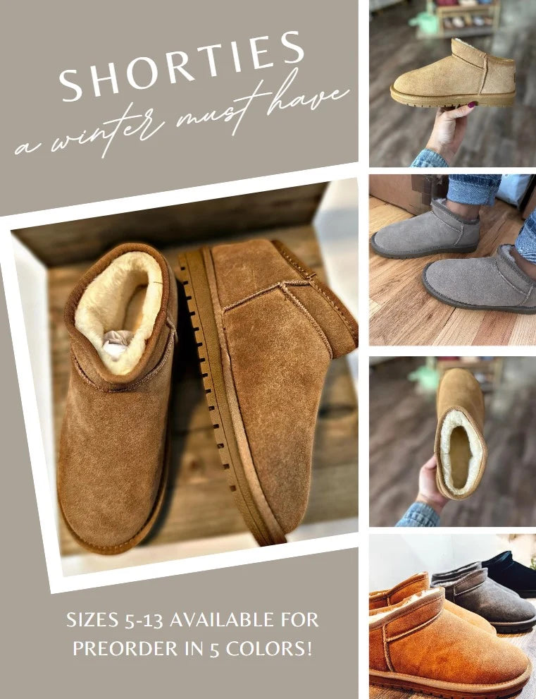 PREORDER - CUTOFF 10/18 -  Faux Fur Lined Shortie Boots - ADULT -