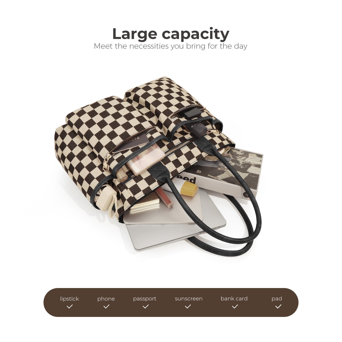 PREORDER: On-The-Go Checkered Organizer Tote RERUN 6.8.26 osym