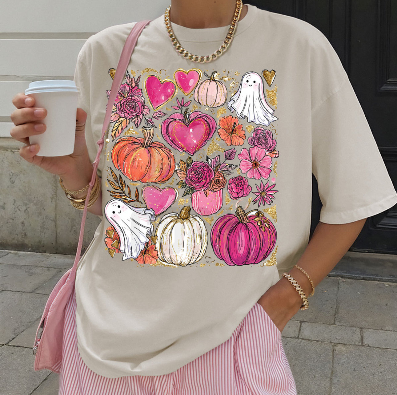 Pumpkin ghost and heart collage