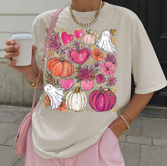 Pumpkin ghost and heart collage