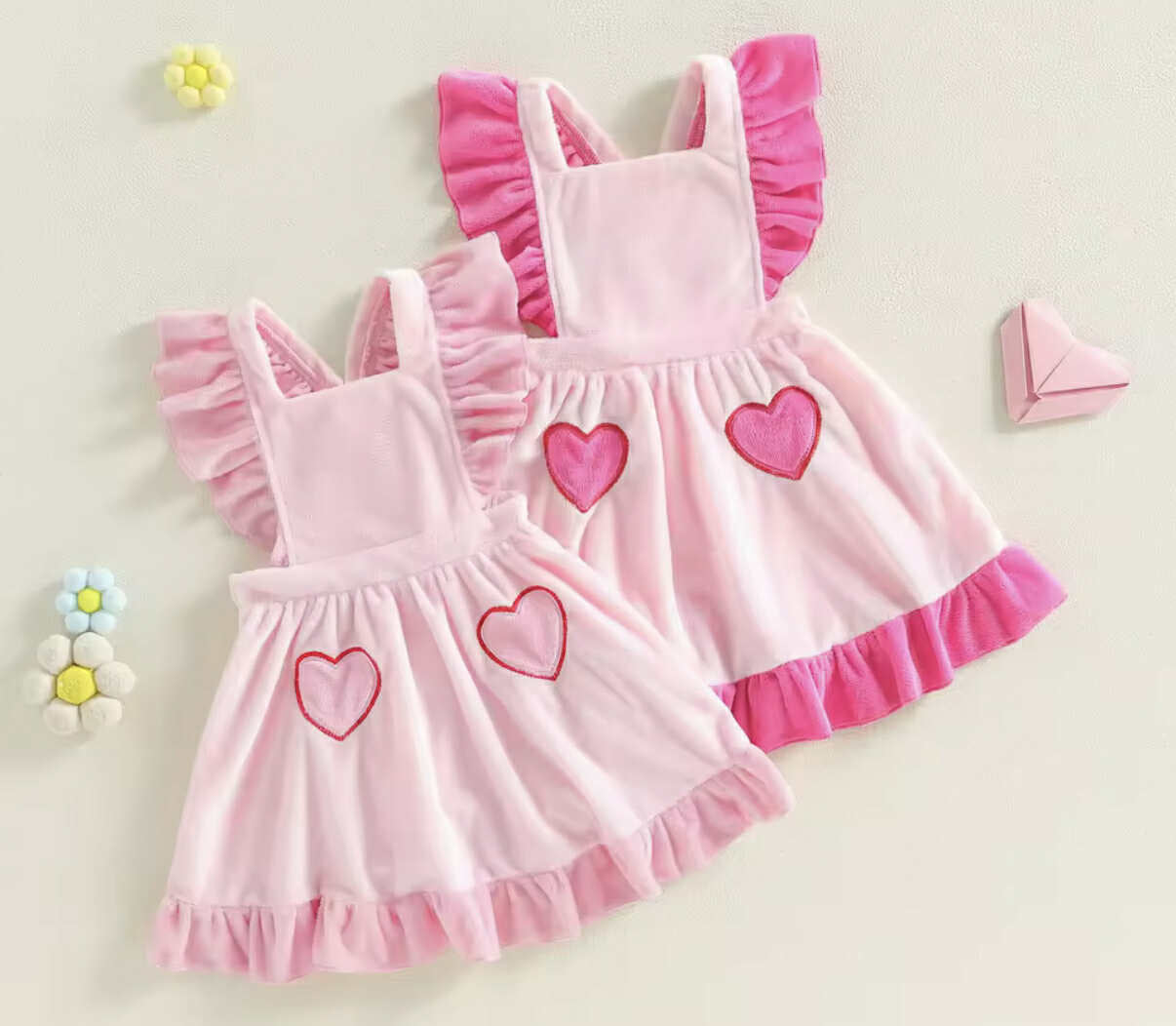 PREORDER: Girls Double Heart Ruffle Dress 1.12.26 osym