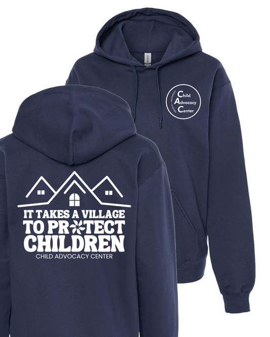 Front & Back - CAC Logo - It Takes A Village - Franklin-Williamson Child Advocacy Center (FWCAC) - Hooded Sweatshirt