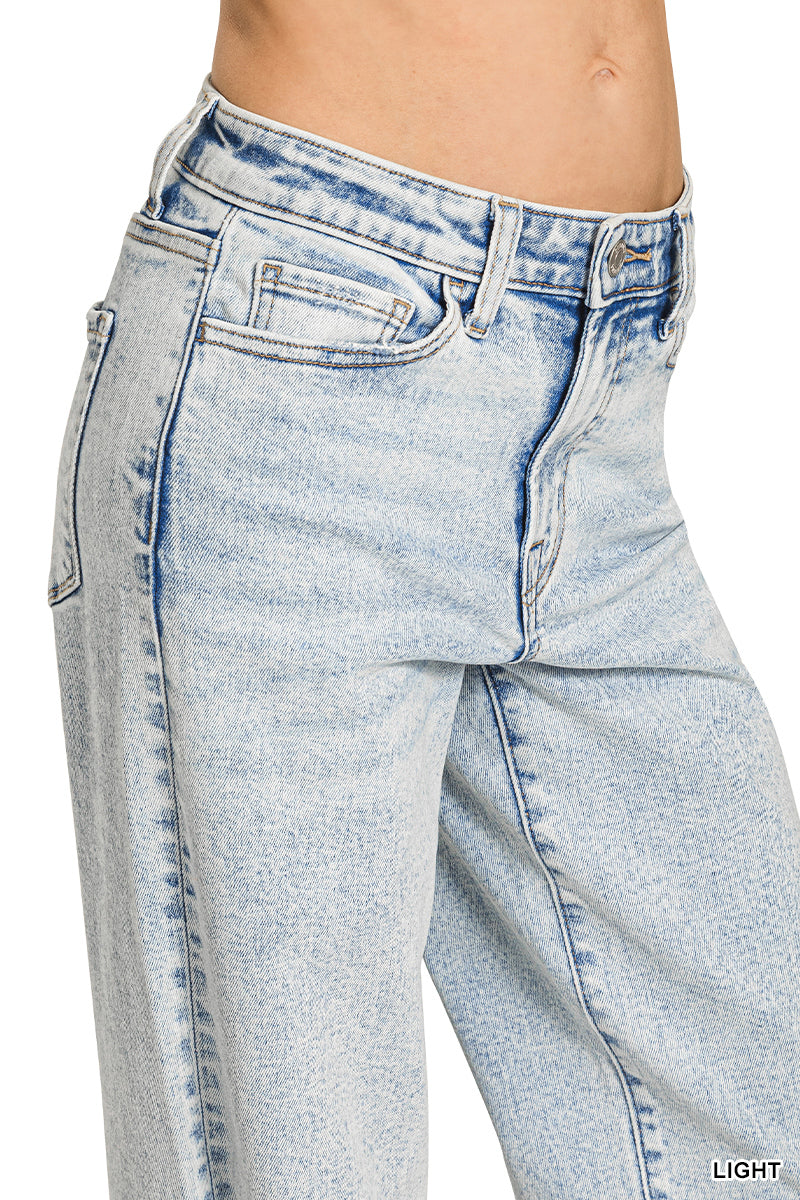 ZENANA Light wash wide leg denim pants