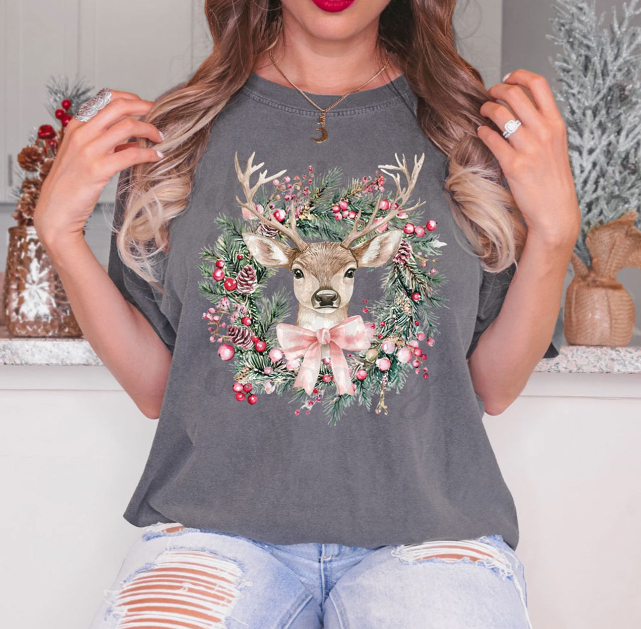 Christmas deer wreath