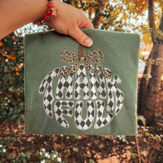 Thankful checkered pumpkin