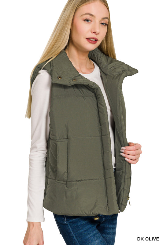 High neck puffer vest