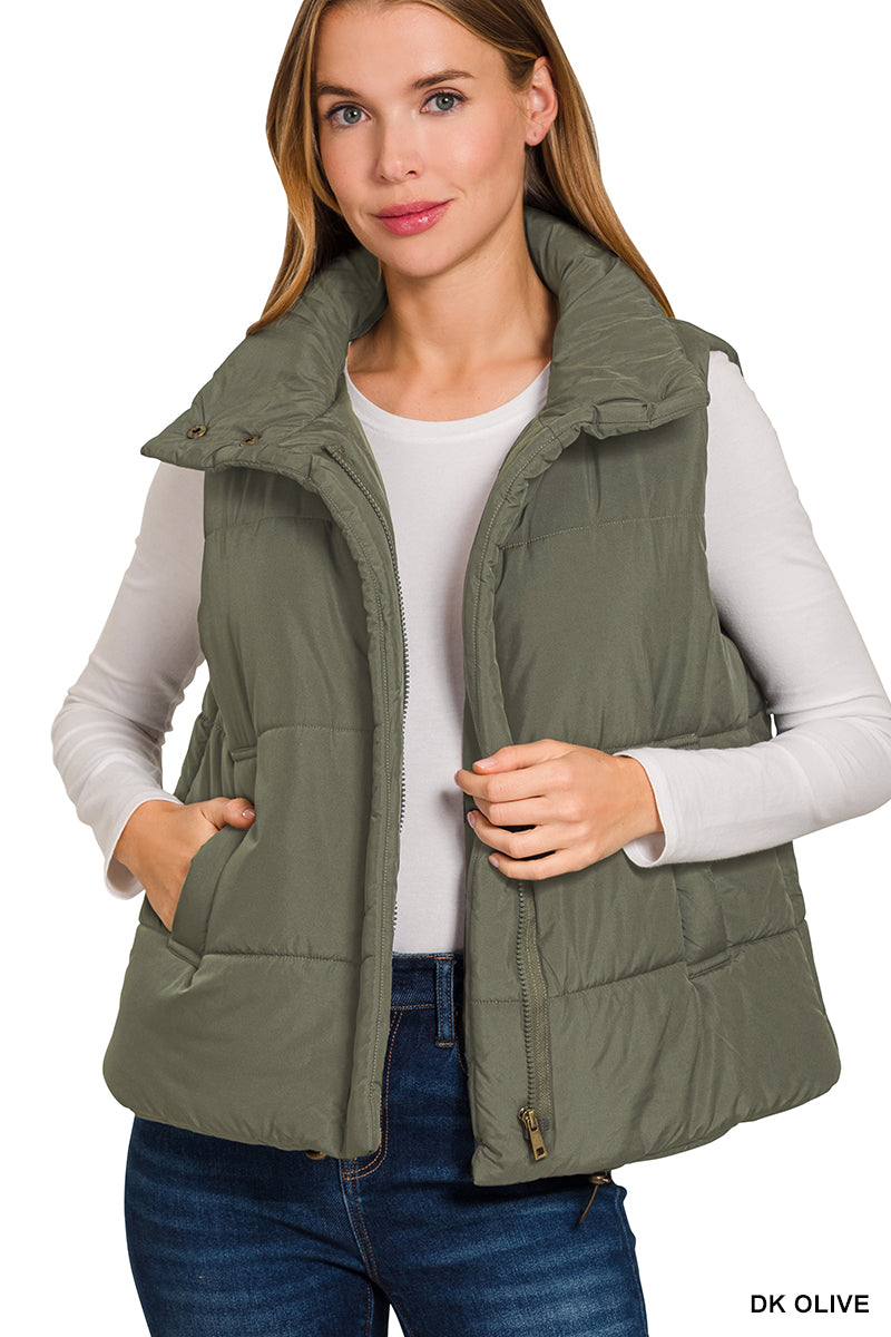 High neck puffer vest