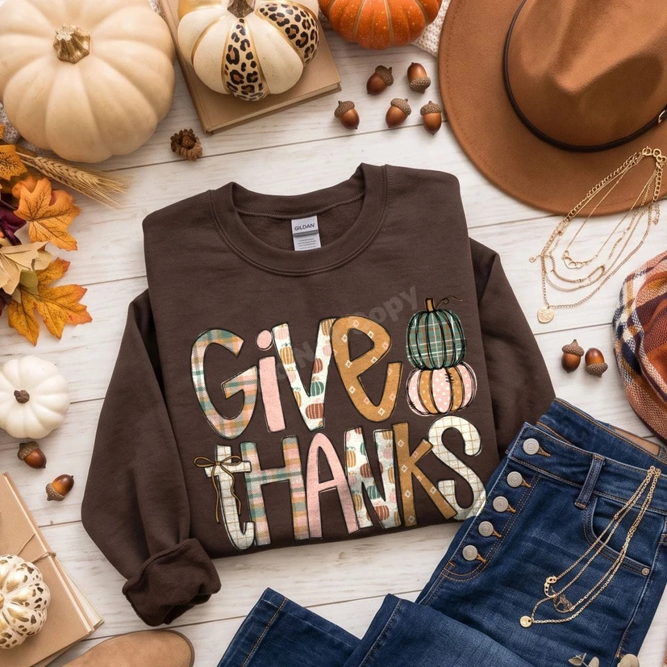Give Thanks Plaid Pumpkin