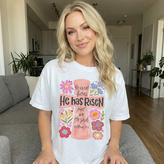He Is Risen Floral Cross