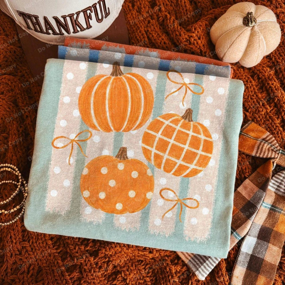 Polka Dot Plaid & Stripe Pumpkins