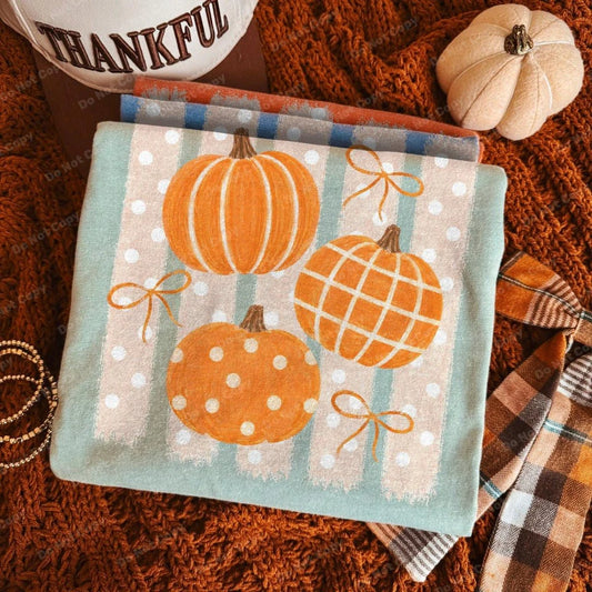 Polka Dot Plaid & Stripe Pumpkins