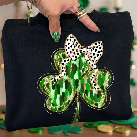 Brushstroke Shamrock Dotted Bow