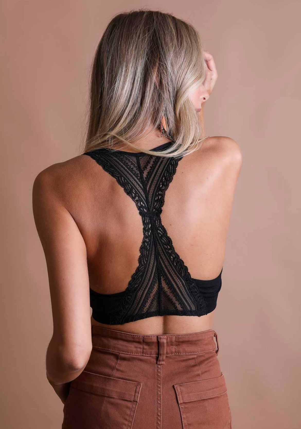 Seamless Front, Lace Racerback Bralette